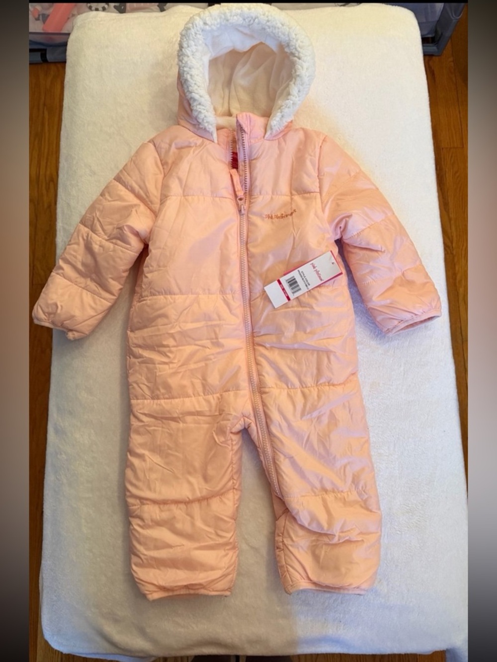 Pink Platinum Baby Girls' One-Piece Puffer Winter Snowsuit with Hood size 12/18M